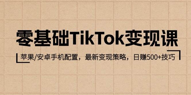 （12723期）零基础TikTok变现课：苹果/安卓手机配置，最新变现策略，日赚500+技巧-旺仔资源库