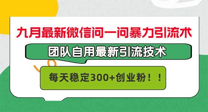 （12735期）九月最新微信问一问暴力引流术，团队自用引流术，每天稳定300+创…-旺仔资源库