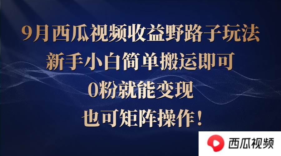 （12760期）西瓜视频收益野路子玩法，新手小白简单搬运即可，0粉就能变现，也可矩…-旺仔资源库