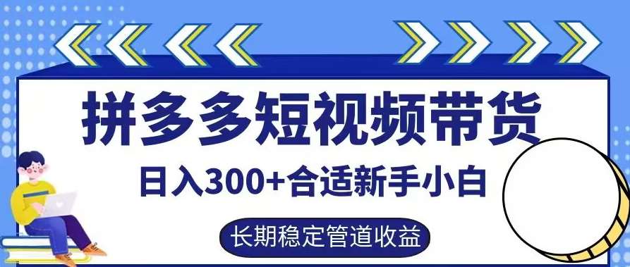 拼多多短视频带货日入300+有长期稳定被动收益，合适新手小白【揭秘】-旺仔资源库