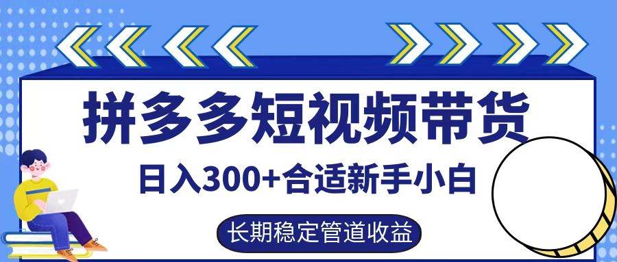 拼多多短视频带货日入300+，实操账户展示看就能学会-旺仔资源库