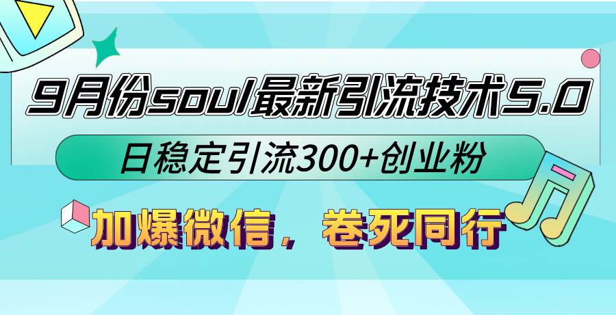 （12772期）9月份soul最新引流技术5.0，日稳定引流300+创业粉，加爆微信，卷死同行-旺仔资源库