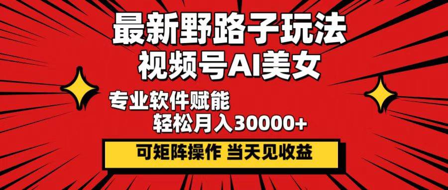 （12798期）最新野路子玩法，视频号AI美女，当天见收益，轻松月入30000＋-旺仔资源库