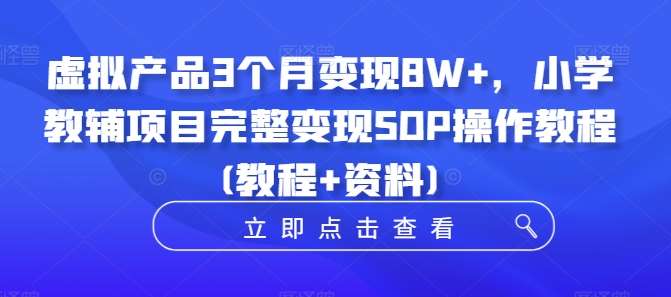 虚拟产品3个月变现8W+，小学教辅项目完整变现SOP操作教程(教程+资料)-旺仔资源库