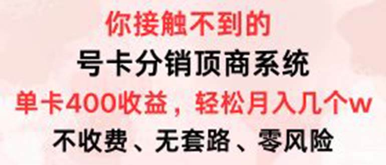 （12820期）号卡分销顶商系统，单卡400+收益。0门槛免费领，月入几W超轻松！-旺仔资源库