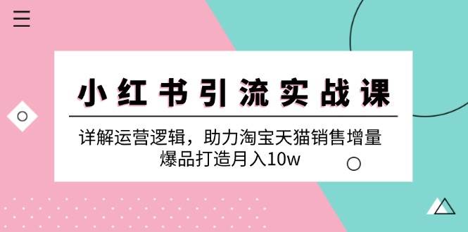 小红书引流实战课：详解运营逻辑，助力淘宝天猫销售增量，爆品打造月入10w-旺仔资源库