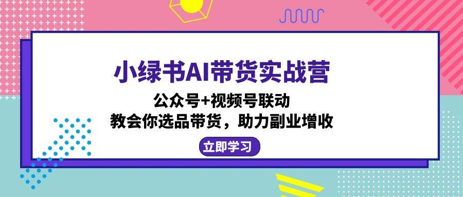 （12848期）小绿书AI带货实战营：公众号+视频号联动，教会你选品带货，助力副业增收-旺仔资源库