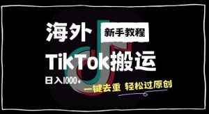 2024最新海外TikTok搬运玩法，一键去重轻松过原创，新手无经验也能日入1k【揭秘】-旺仔资源库