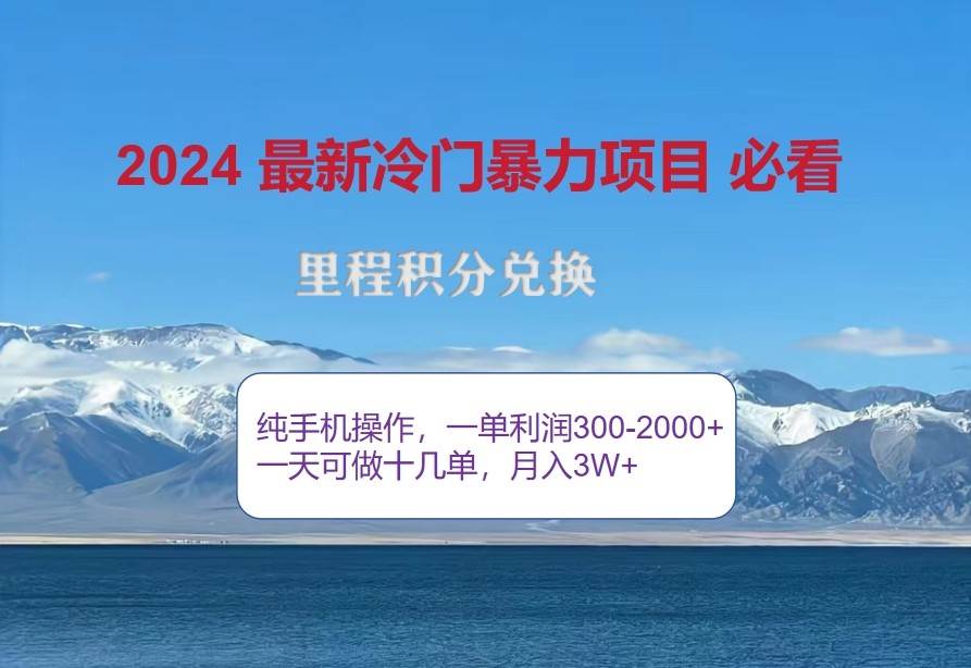 2024惊爆冷门暴利，里程积分最新玩法，高爆发期，一单300+—2000+-旺仔资源库