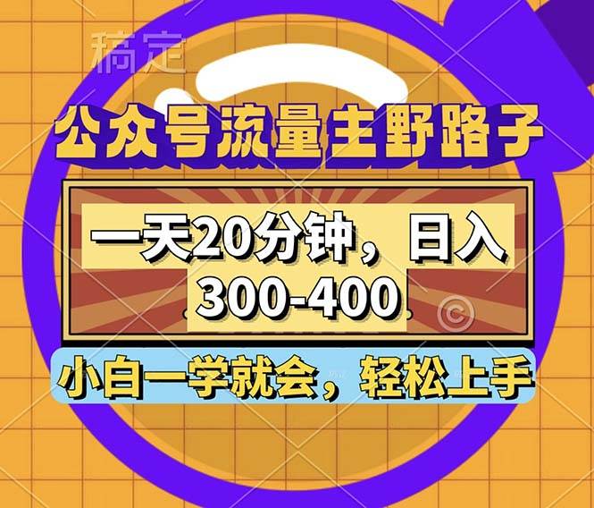 （12866期）公众号流量主野路子玩法，一天20分钟，日入300~400，小白一学就会-旺仔资源库