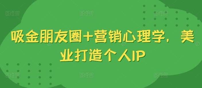 吸金朋友圈+营销心理学，美业打造个人IP-旺仔资源库