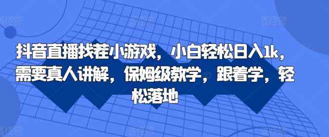 抖音直播找茬小游戏，小白轻松日入1k，需要真人讲解，保姆级教学，跟着学，轻松落地【揭秘】-旺仔资源库