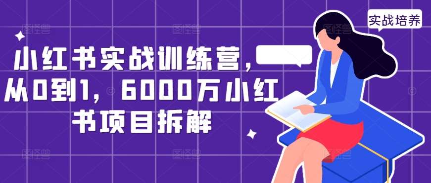 小红书实战训练营，从0到1，6000万小红书项目拆解-旺仔资源库