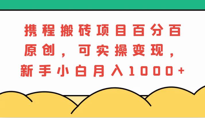 携程搬砖项目，百分百原创，可实操变现，新手小白月入1000+-旺仔资源库