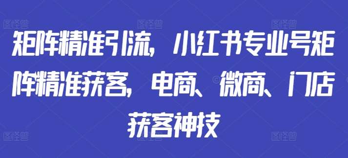 矩阵精准引流，小红书专业号矩阵精准获客，电商、微商、门店获客神技-旺仔资源库