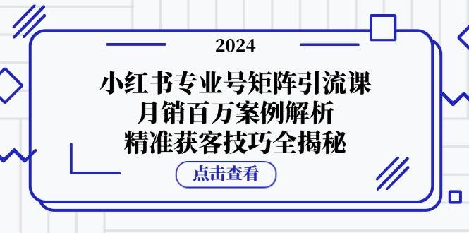 （12943期）小红书专业号矩阵引流课，月销百万案例解析，精准获客技巧全揭秘-旺仔资源库