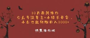 （12977期）10月最新操作，公众号流量主+小绿书带货，小白轻松日入1000+-旺仔资源库