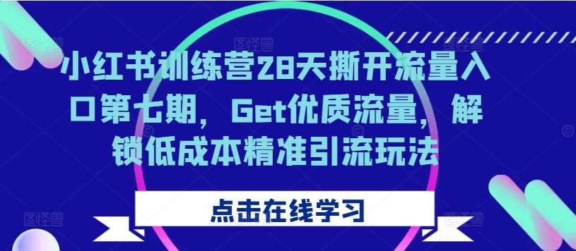 小红书训练营28天撕开流量入口第七期，Get优质流量，解锁低成本精准引流玩法-旺仔资源库