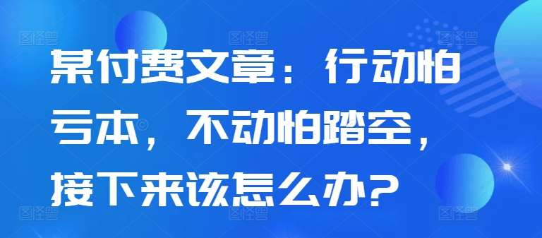 某付费文章：行动怕亏本，不动怕踏空，接下来该怎么办?-旺仔资源库