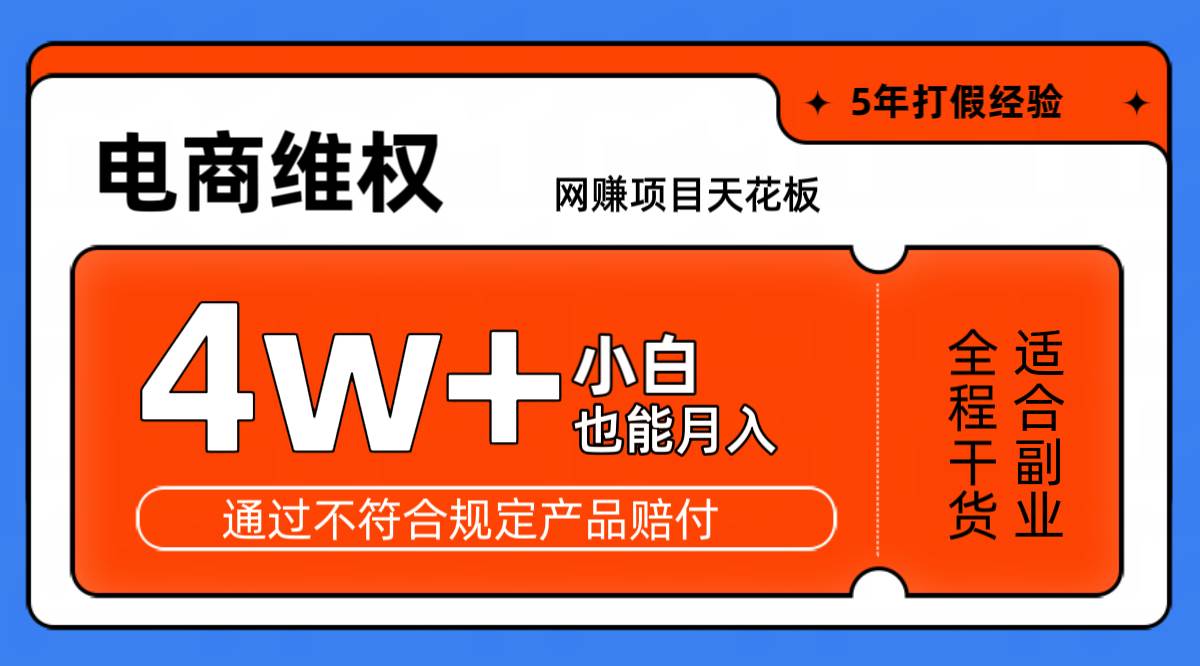 网赚项目天花板电商购物维权月收入稳定4w+独家玩法小白也能上手-旺仔资源库