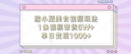 缩小版美食视频玩法，1条视频带货6W+，单日变现1k-旺仔资源库