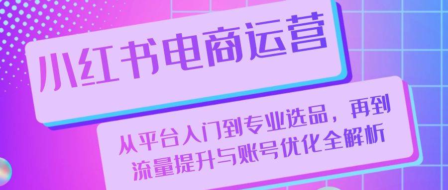 （13043期）小红书电商运营：从平台入门到专业选品，再到流量提升与账号优化全解析-旺仔资源库