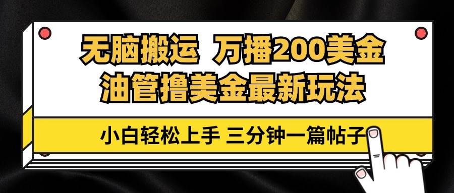 （13050期）油管无脑搬运撸美金玩法教学，万播200刀，三分钟一篇帖子，小白轻松上手-旺仔资源库