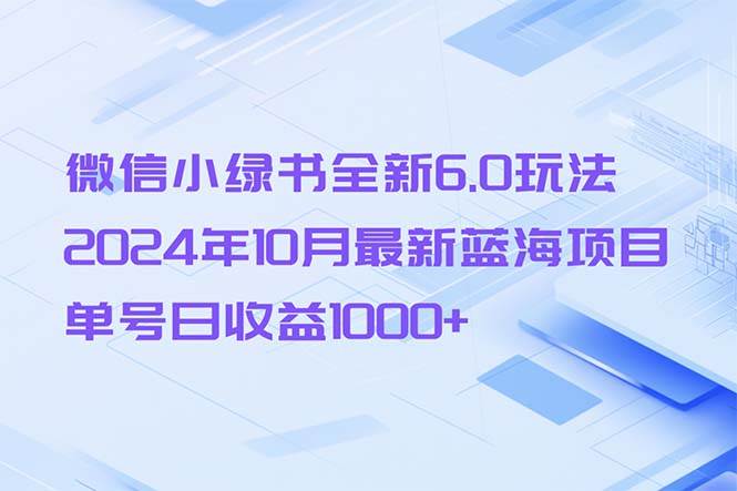 （13052期）微信小绿书全新6.0玩法，2024年10月最新蓝海项目，单号日收益1000+-旺仔资源库