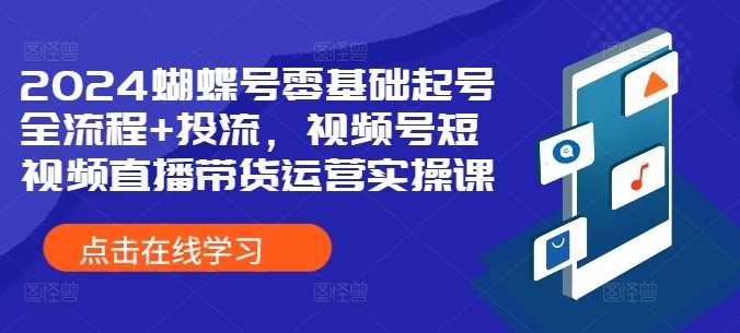 2024蝴蝶号零基础起号全流程+投流，视频号短视频直播带货运营实操课-旺仔资源库