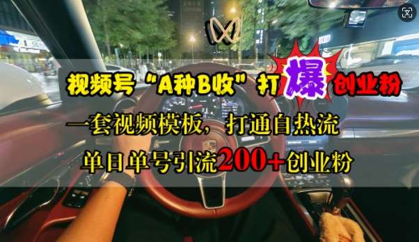 视频号“A种B收”打爆创业粉，一套视频模板打通自热流，单日单号引流200+创业粉-旺仔资源库