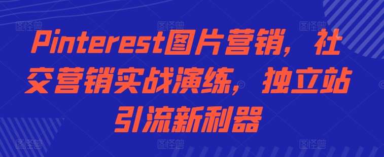 Pinterest图片营销，社交营销实战演练，独立站引流新利器-旺仔资源库