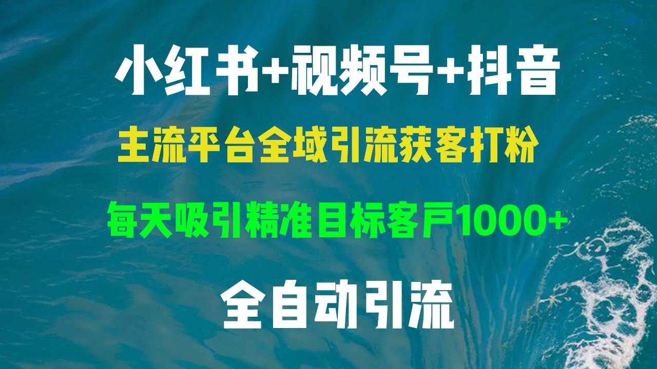 （13104期）小红书，视频号，抖音主流平台全域引流获客打粉，每天吸引精准目标客户…-旺仔资源库