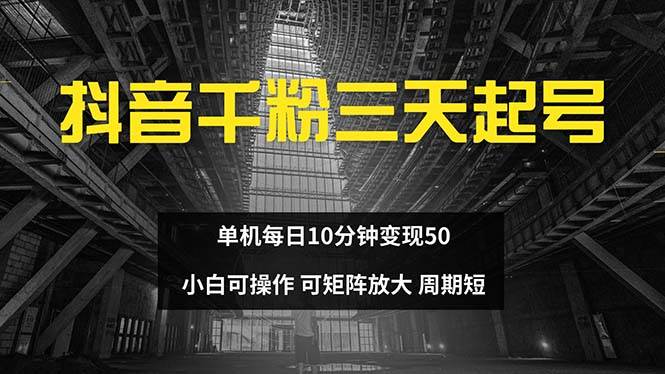 （13106期）抖音千粉计划三天起号 单机每日10分钟变现50 小白就可操作 可矩阵放大-旺仔资源库