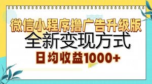（13138期）微信小程序撸广告升级版，全新变现方式，日均收益1000+-旺仔资源库