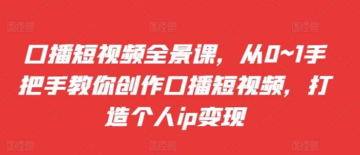 口播短视频全景课，​从0~1手把手教你创作口播短视频，打造个人ip变现-旺仔资源库