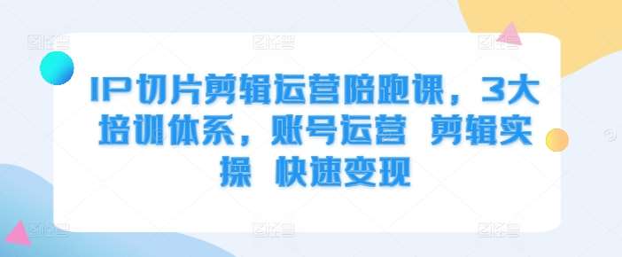 IP切片剪辑运营陪跑课，3大培训体系，账号运营 剪辑实操 快速变现-旺仔资源库