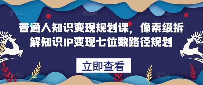 普通人知识变现规划课，像素级拆解知识IP变现七位数路径规划-旺仔资源库