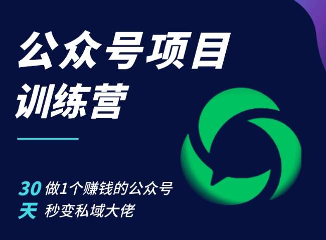 公众号项目训练营，30天做1个赚钱的公众号，秒变私域大佬-旺仔资源库