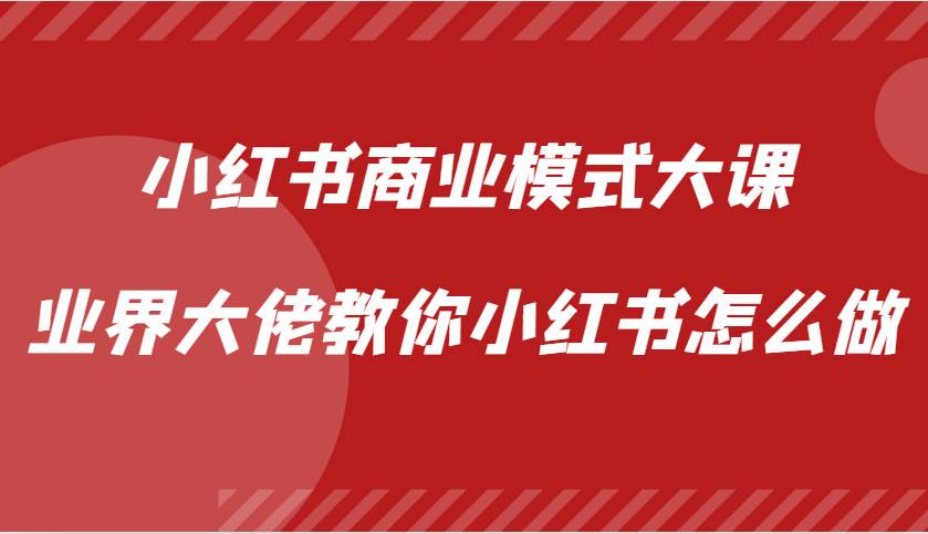 小红书商业模式大课，业界大佬教你小红书怎么做【视频课】-旺仔资源库