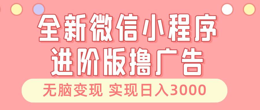 （13197期）全新微信小程序进阶版撸广告 无脑变现睡后也有收入 日入3000＋-旺仔资源库