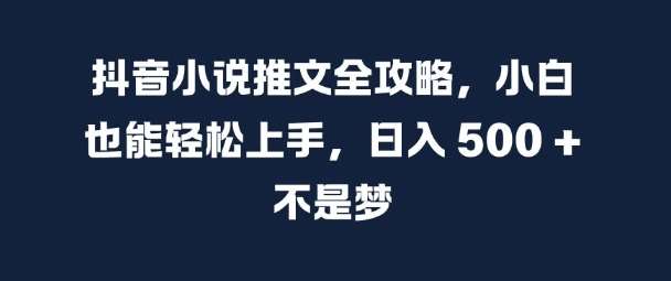 抖音小说推文全攻略，小白也能轻松上手，日入 5张+ 不是梦【揭秘】-旺仔资源库