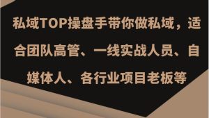 私域TOP操盘手带你做私域，适合团队高管、一线实战人员、自媒体人、各行业项目老板等-旺仔资源库
