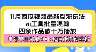 （13245期）西瓜视频最新玩法，全新蓝海赛道，简单好上手，单号单日轻松引流400+创…-旺仔资源库