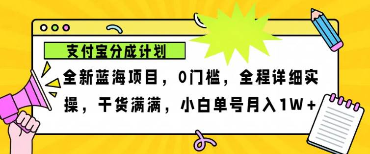 2024年下半年新风口，支付宝分成计划项目玩法，轻松月入1w+-旺仔资源库