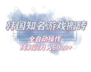 （13257期）韩服知名游戏搬砖项目 ，单机月入6000+,可做兼职副业，小白闭眼入-旺仔资源库