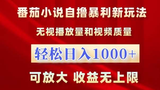 番茄小说自撸暴利新玩法，无视播放量，轻松日入1k，可放大，收益无上限【揭秘】-旺仔资源库