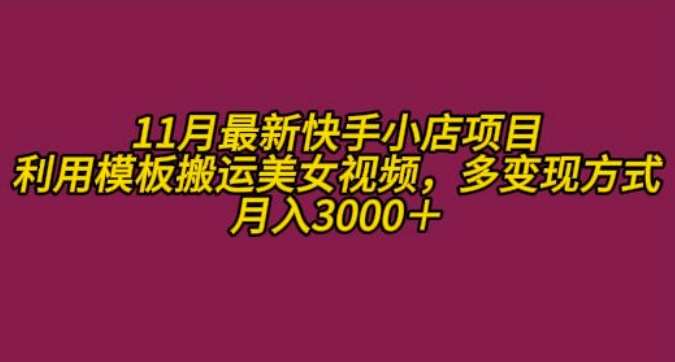 11月K总部落快手小店情趣男粉项目，利用模板搬运美女视频，多变现方式月入3000+-旺仔资源库