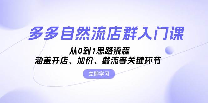 （13279期）多多自然流店群入门课，从0到1思路流程，涵盖开店、加价、截流等关键环节-旺仔资源库