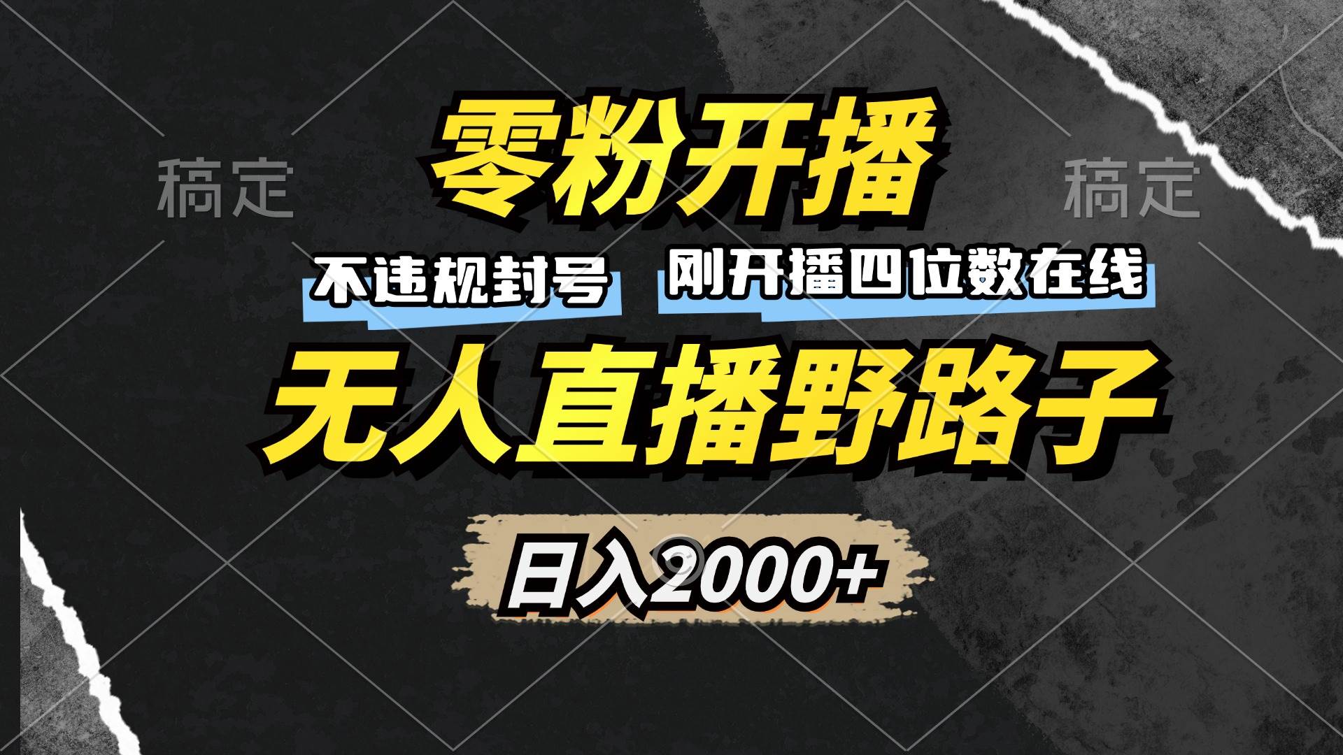 （13292期）零粉开播，无人直播野路子，日入2000+，不违规封号，躺赚收益！-旺仔资源库