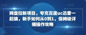 网盘拉新项目,夸克百度uc迅雷一起搞,新手如何从0到1,保姆级详细操作攻略-旺仔资源库